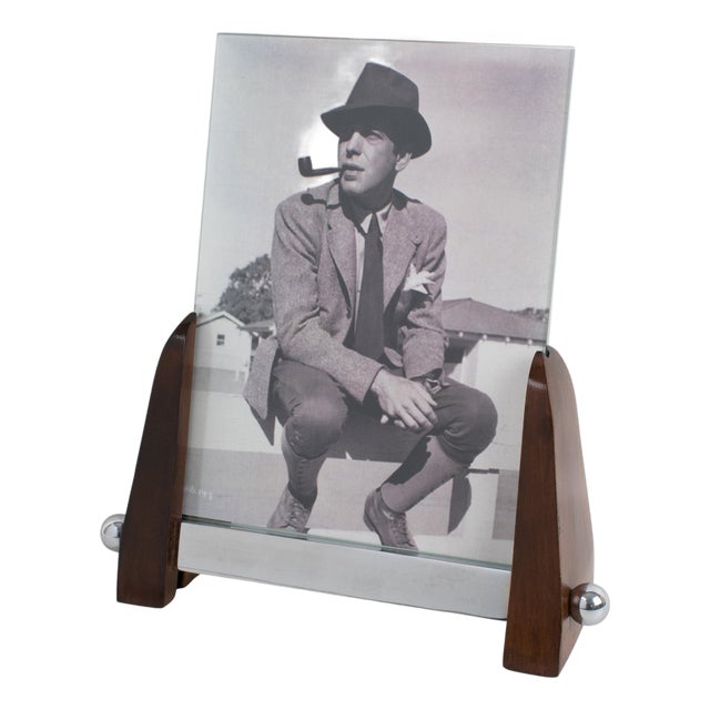 Art Deco Machine Age Chrome and Wood Picture Frame For Sale
