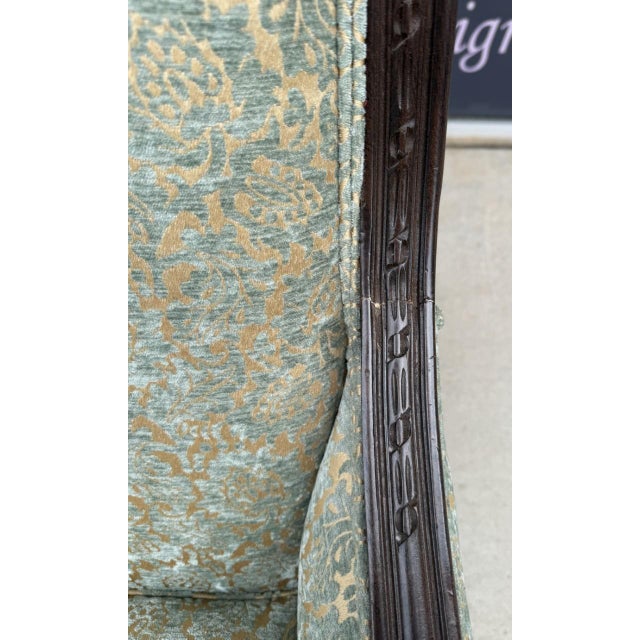 Pair of Ethan Allen Giselle Cut-Velvet Upholstered Bergère Chairs For Sale - Image 14 of 16