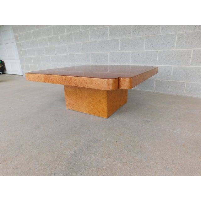 Wood Custom Italian Burl Wood Art Deco Influence 2 Pc Cocktail Table 42" X 42" For Sale - Image 7 of 18