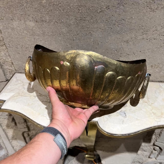 1950s Egidio Casagrande Hammered Brass Centerpiece Bowl Italy For Sale - Image 10 of 10