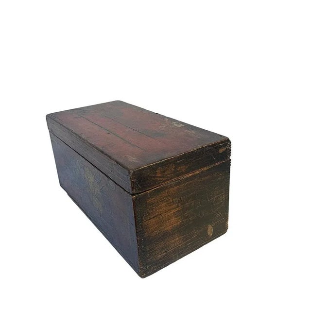 Hand-Decorated Wooden Box, 19th Century For Sale - Image 4 of 9