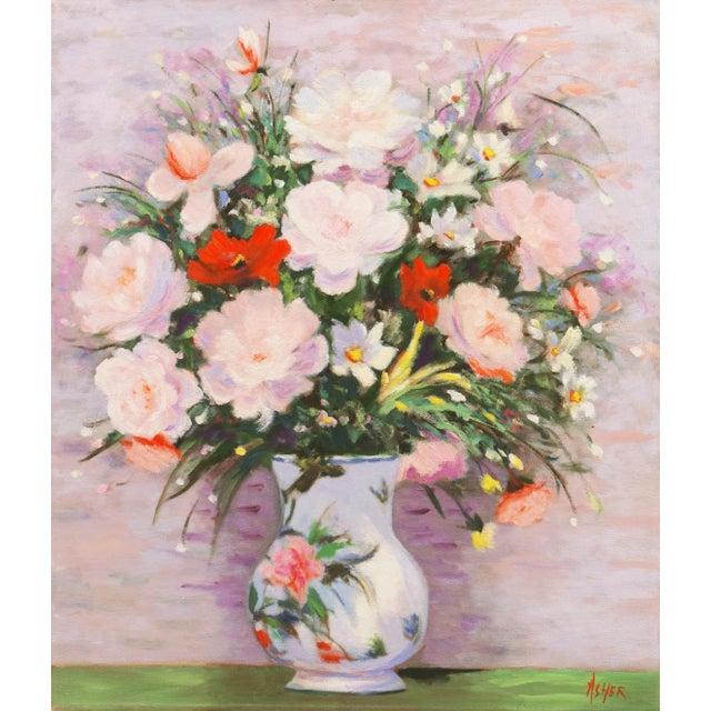 Textile 'Still Life in Lilac and Rose', American School, 1980s For Sale - Image 7 of 7