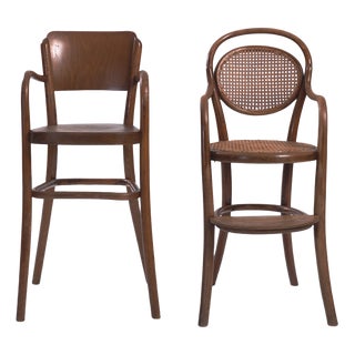 Set of Bentwood Wicker Children's Chairs from Thonet, 1930s For Sale