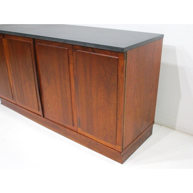 Mid-Century Modern Mid Century Walnut Slate Topped Credenza in the Style of Danish Modern For Sale - Image 3 of 11