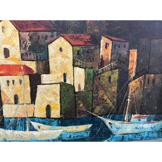 Mid Century Spanish Palma De Mallorca Oil Cityscape Painting For Sale In Providence - Image 6 of 11