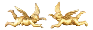 19th Century Baroque Gilt Angels With Wings - a Pair