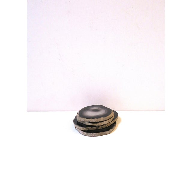 Late 20th Century Coasters Black and White Agate, Set of 4 For Sale - Image 12 of 12