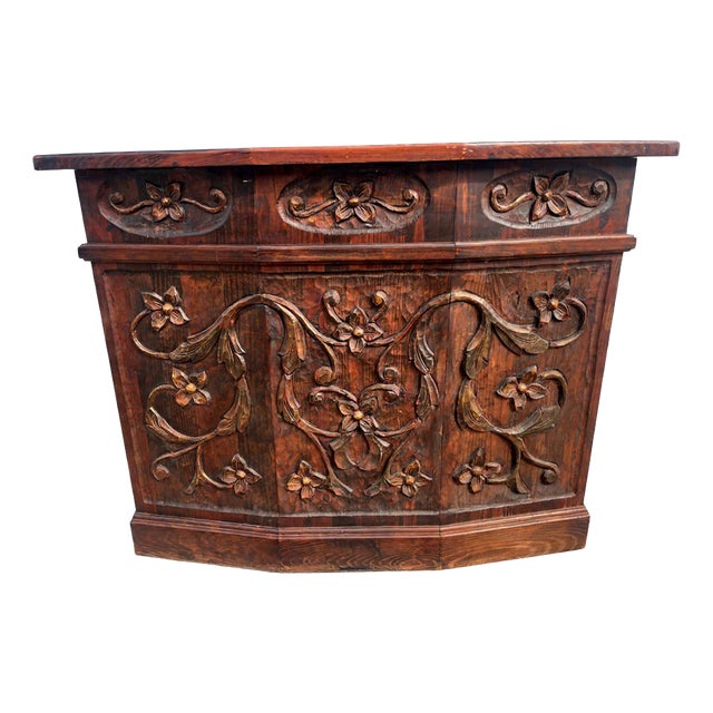 Antique Counter in Carved Wood, 1890s For Sale