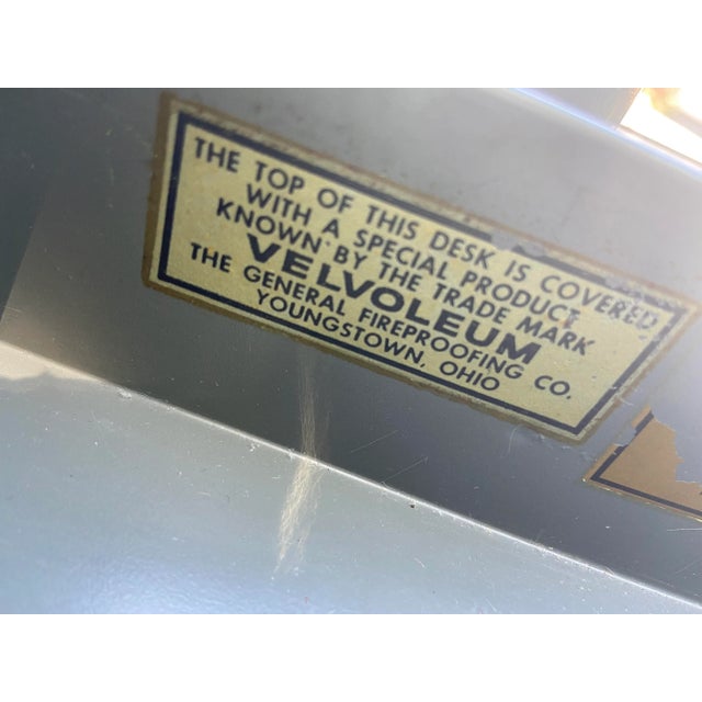 General Fireproofing Co. 1940s Vintage Metal Tanker Desk For Sale - Image 4 of 13
