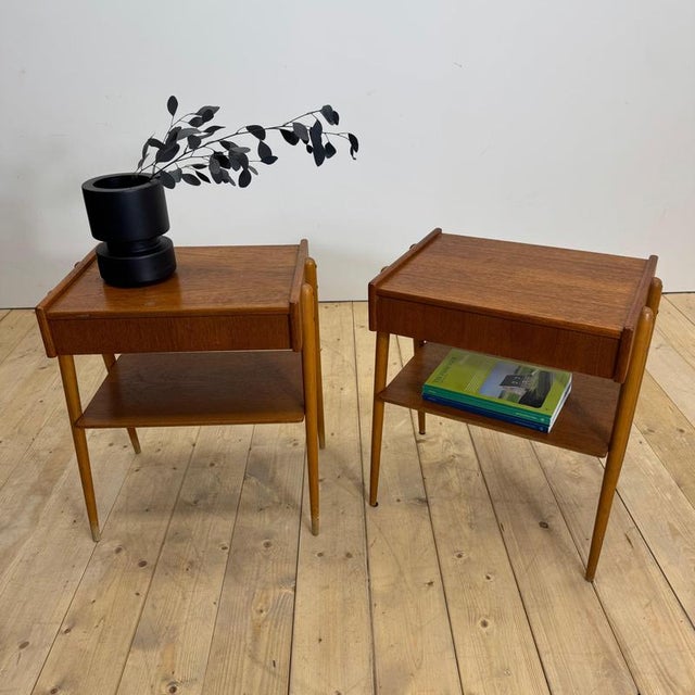 Pair of teak bedside tables by AB Carlström, 1960
