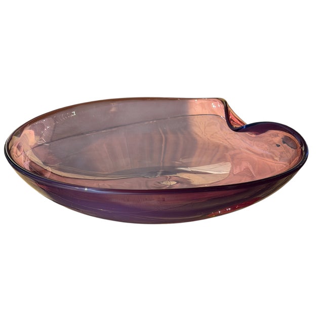 Murano 1960’s Large Purple Alfredo Barbini Murano Opalescent Italian Art Glass Bowl For Sale - Image 4 of 5