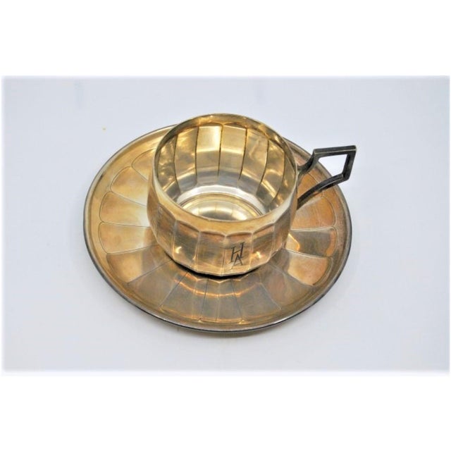 Silver Silver Cup and Saucer with Engraving, Set of 2 For Sale - Image 8 of 8