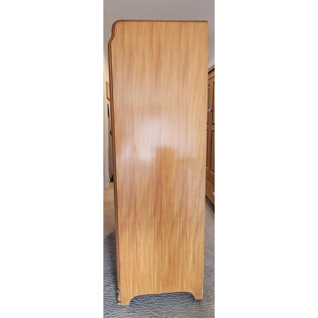Wood 1930s J. D. Bassett Art Deco Waterfall Wardrobe For Sale - Image 7 of 9