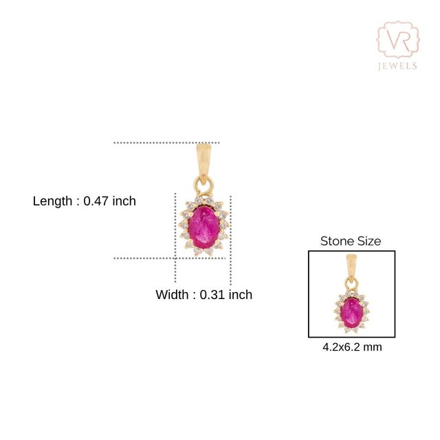 Peitite Certified Natural Ruby & Diamond Halo Cluster Pendant in 14k Yellow Gold For Sale - Image 11 of 14