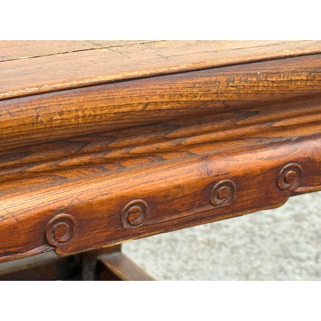 Wood Chinese Elmwood Square Side Table, Antique For Sale - Image 7 of 12