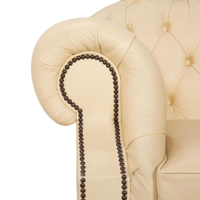 Animal Skin Vintage Centurion Chesterfield Armchair in Cream Leather For Sale - Image 7 of 17