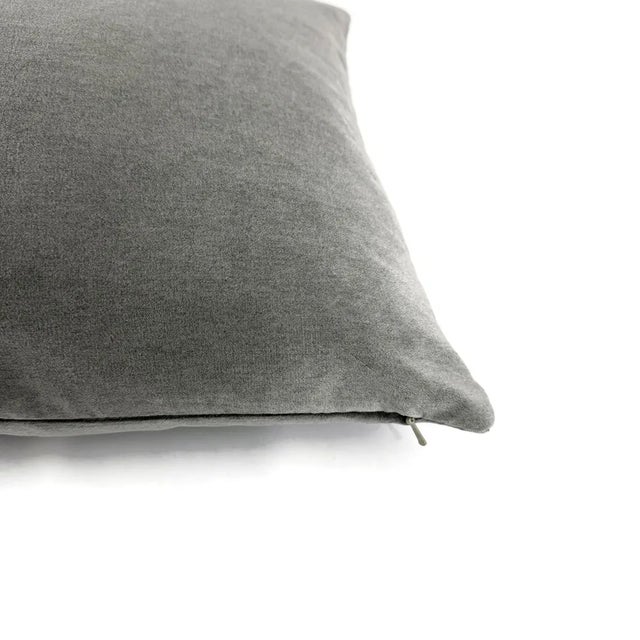 Fortuny Fortuny Bacan in Whippet Lumbar Pillow Cover - Solid Gray Plushy Velvet Rectangle Cushion Case For Sale - Image 4 of 5