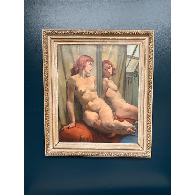 Philippe De Rougemont, Seated Woman at a Mirror, 1950s, Oil on Canvas, Framed For Sale - Image 17 of 18