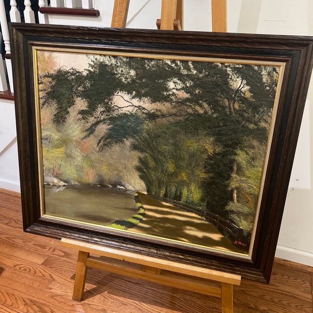20th Century American School Oil on Canvas Impressionist Style Landscape Framed Signed For Sale - Image 9 of 10