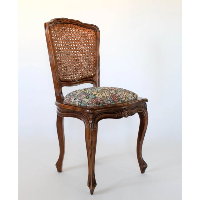 Hollywood Regency Vintage Italian Double Caned Side Chair For Sale - Image 3 of 13