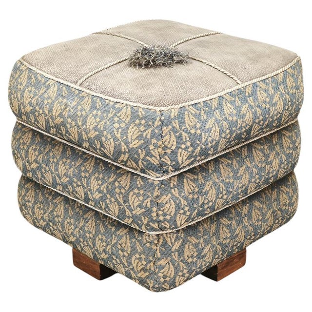 Art Deco Czech Upholstered Walnut Ottoman, 1930s For Sale - Image 14 of 14