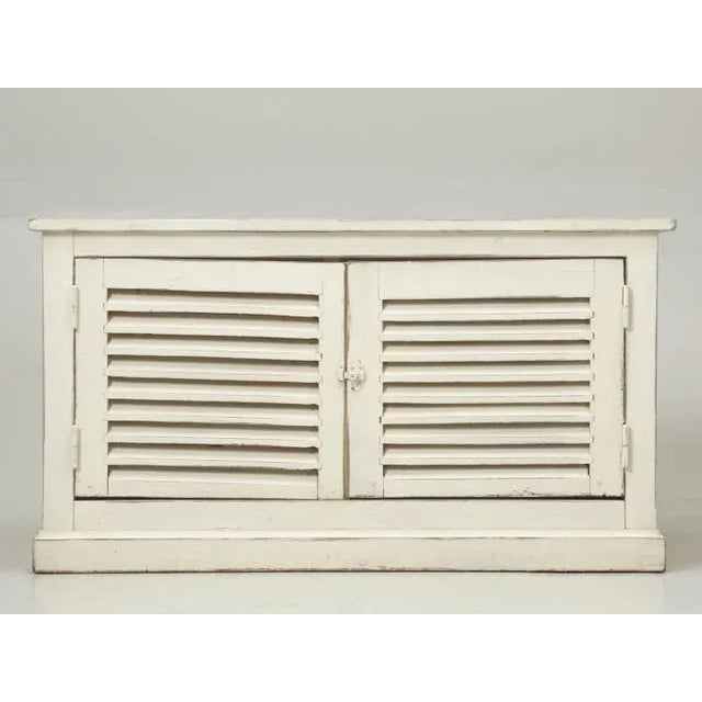 Country French Louvered Cabinet or Low Buffet For Sale - Image 11 of 11