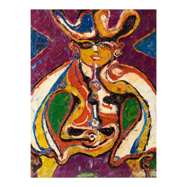 "On Guard" Heavy Impasto Expressionist Figure by Harald Dry Schmidt For Sale