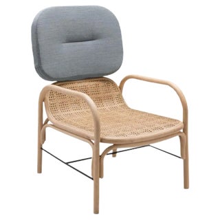 Plus Rattan Armchair with Gabriel Fabrics Medley Grey Cushion by AC/AL Studio for ORCHID EDITION For Sale