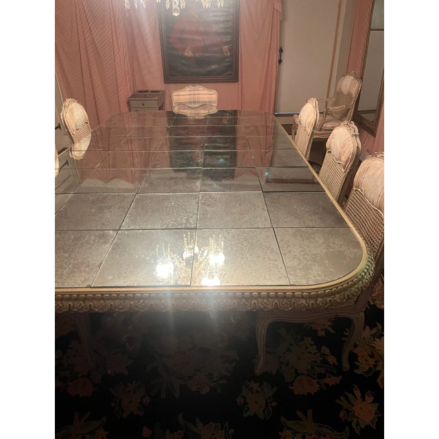 1960s Louis XIV Style Mirrored and Gilt Dining Table by Maison Jansen For Sale - Image 12 of 13