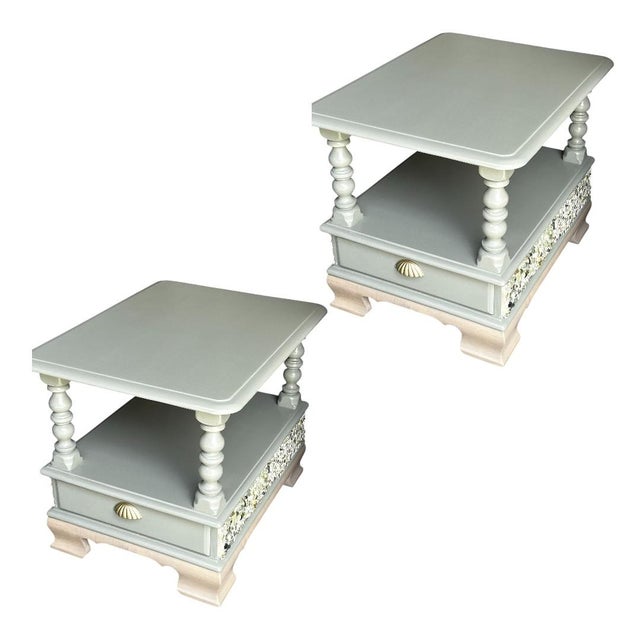 Coastal Ethan Allen Mosaic Coastal End Tables - a Pair For Sale - Image 3 of 5
