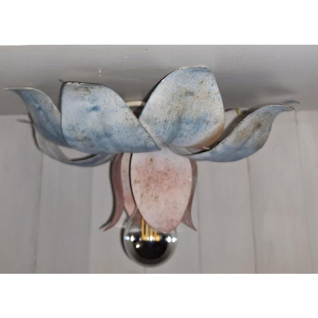 Vintage Florentine Ceiling Lamp in Hand-Painted Metal, 1980s For Sale - Image 6 of 9