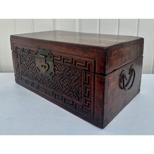 Antique Chinese Wood Carved Box For Sale - Image 11 of 17