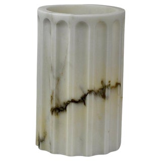 Handmade Column Vase in Satin Paonazzo Marble by Fiammetta V. For Sale