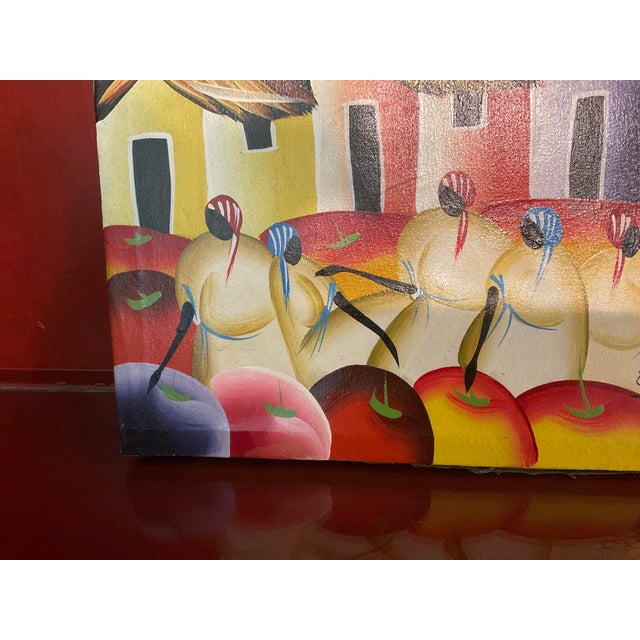Mid 20th Century Bright & Bold Mid Century Hatian Folk Art Painting For Sale - Image 5 of 5