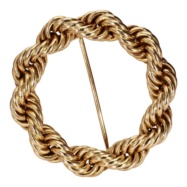 Tiffany & Co. 14k Yellow Gold Rope-Style Brooch For Sale