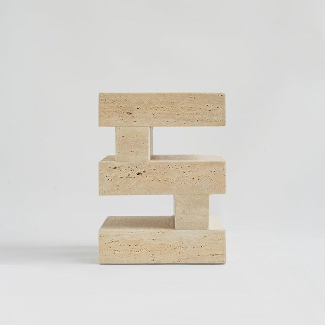 S Y N C Travertine Side Table from Kiwano Concept For Sale - Image 9 of 12