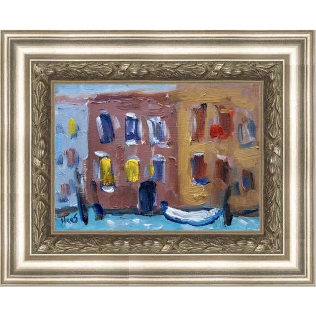 Beige Modern Abstract Landscape Seascape - Venice Oil Painting For Sale - Image 8 of 8