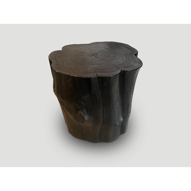 Contemporary Andrianna Shamaris Impressive Charred Teak Wood Side Table For Sale - Image 3 of 6