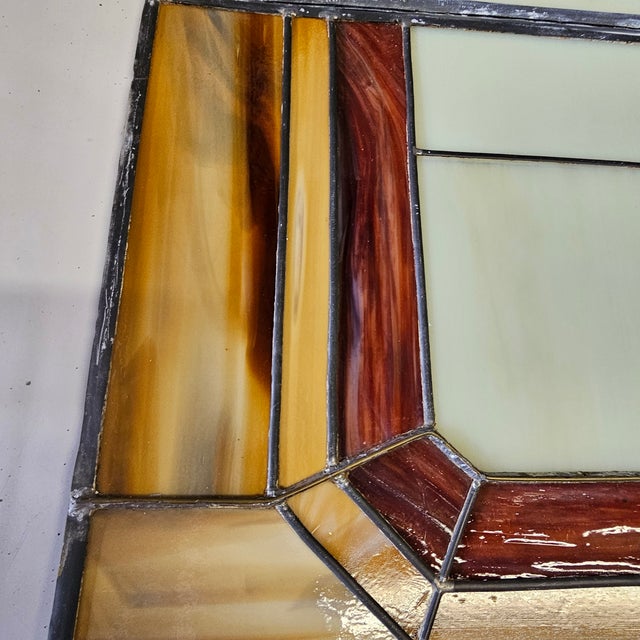Vintage 1940s Slag Glass Panel – Geometric Mosaic Window, 6 Sections For Sale - Image 10 of 10