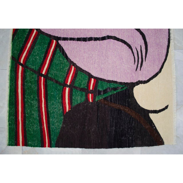 Pablo Picasso - Woman With Yellow Hair - Inspired Hand Woven Area Rug - Wall Rug , Wool 3′9″ × 5′ For Sale - Image 14 of 18