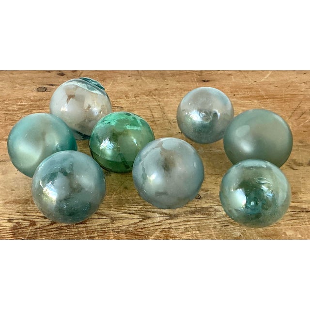 Jade Vintage Boho Green Glass Spheres - Set of 8 For Sale - Image 8 of 8
