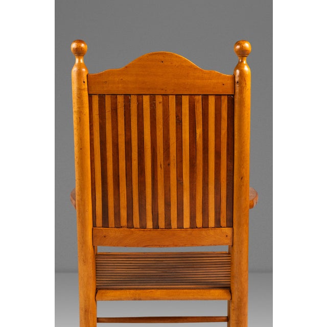 Rustic Americana Hand-Crafted 19th Century-Styled Cottage Armchair in Solid Maple & Walnut, Usa, C. 1940s For Sale - Image 11 of 18