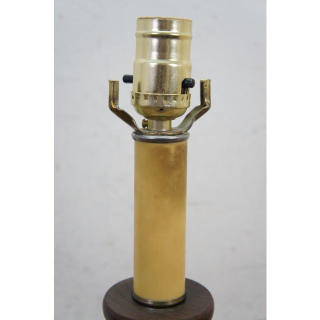 Mid 20th Century Mid Century Modern Turned Wood Spindle & Brass Pedestal Base Candlestick Table Lamp For Sale - Image 6 of 13