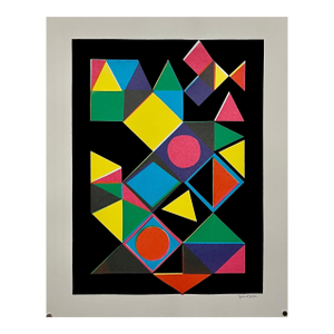 Attributed to Baladine, 1960's Baladine Op Art KInetic Screenprint Lithograph Vibrant Mod Neon Colors