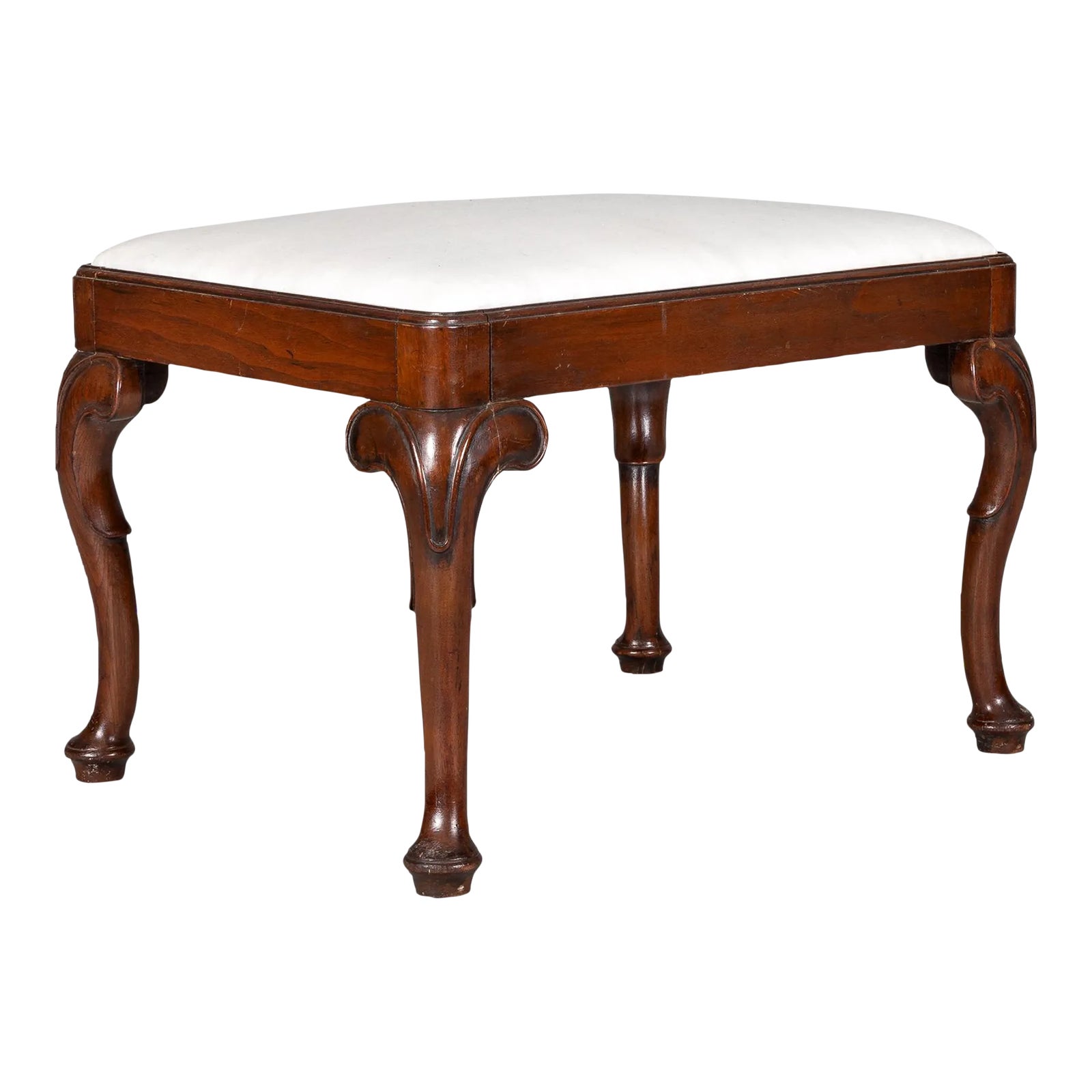 1960s Vintage Queen Anne Style Mahogany Stool | Chairish