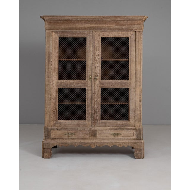 French Provincial 1880s French Provincial Oak Vitrine With Wire Mesh Doors For Sale - Image 3 of 18