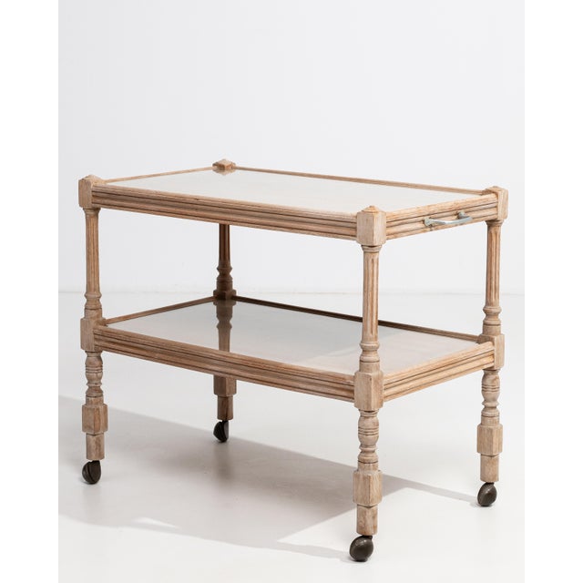 French Oak Bar Cart on Casters France 1950s For Sale - Image 12 of 12