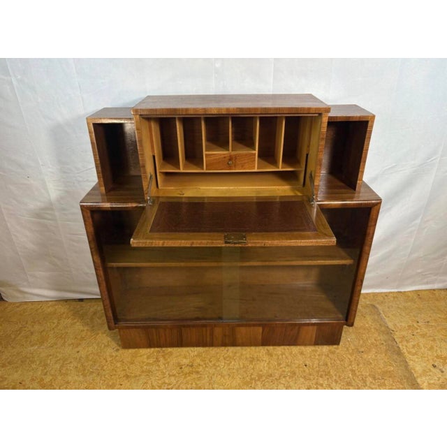 Brown Vintage Art Deco Burr Walnut Display Cabinet, 1930s For Sale - Image 8 of 13