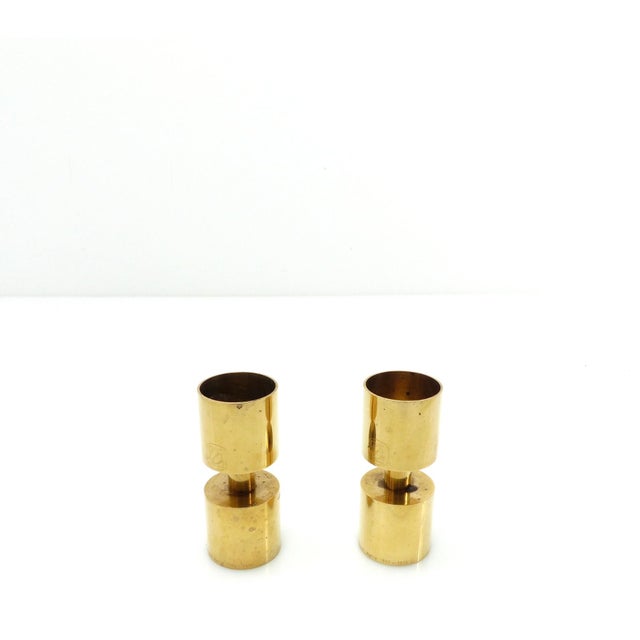 1970s Zoégas Kaffe Candlesticks in Brass, Sweden, 1976, Set of 2 For Sale - Image 5 of 8