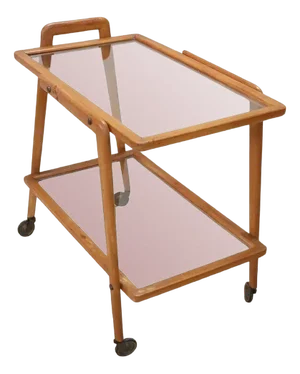 Wood and Glass Drinks Trolley or Bar Cart, 1950s